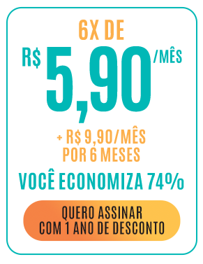 1 ano por R$ 9,90/mês. Você economiza 67%. Quero assinar com 1 ano de desconto