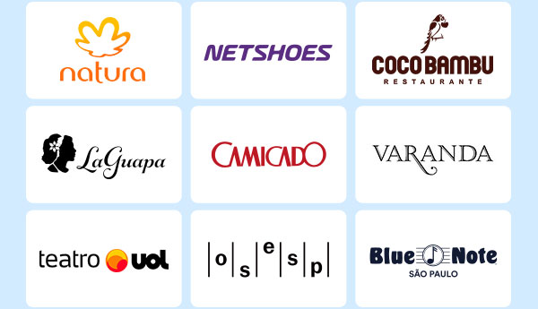 Natura, Netshoes, Coco Bambu, La Guapa, Camicado, Varanda, Teatro UOL, OSESP, Blue Note