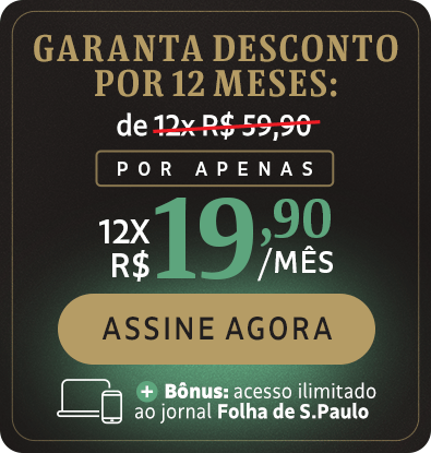 Garanta desconto por 12 meses, de 12x R$ 59,90 por apenas 12x R$ 19,90/mês. Assine agora + bônus: acesso ilimitado ao jornal Folha de S.Paulo