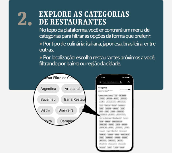 Explore as categorias de restaurantes