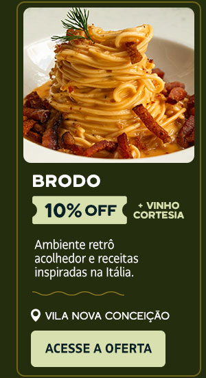 Brodo: 10% OFF + vinho de cortesia