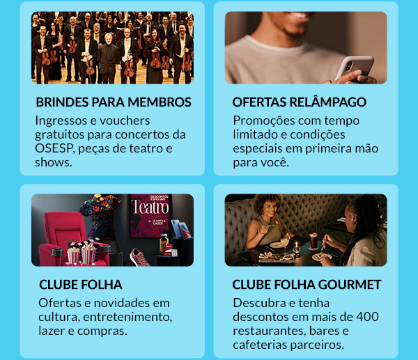 Brindes para membros | Ofertas relâmpago | Clube Folha | Clube Folha Gourmet