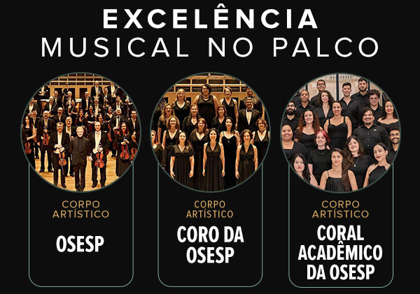 Corpo artístico: OSESP, Coro da OSESP e Coral Acadêmico da OSESP