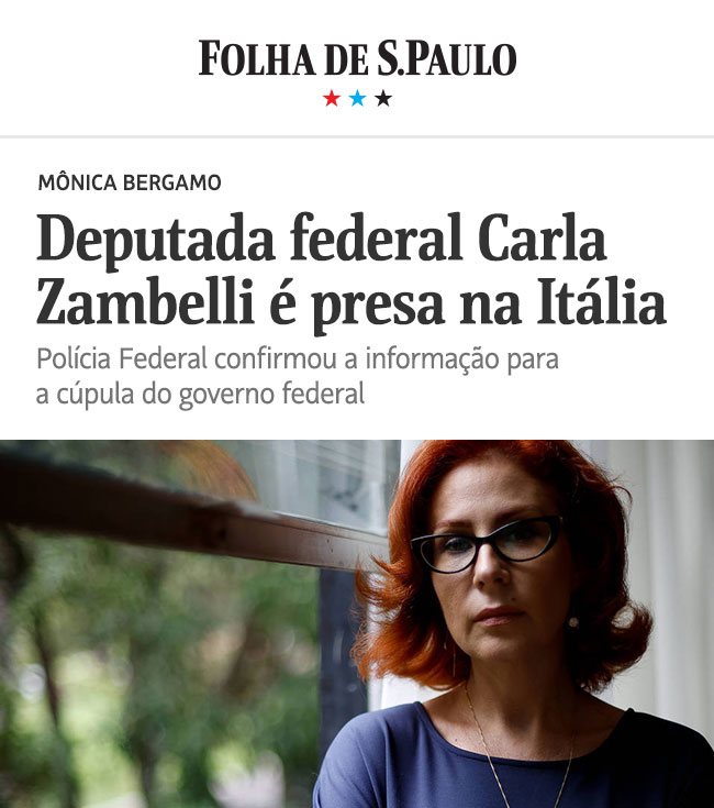 Deputada federal Carla Zambelli é presa na Itália. Polícia Federal confirmou a informação para a cúpula do governo federal
