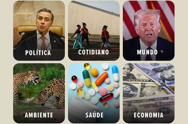Cadernos: política, cotidiano, mundo, ambiente, saúde e economia 