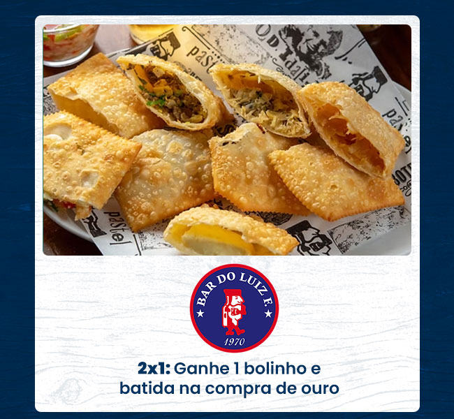 Bar do Luiz Fernandes: 2x1: Ganhe 1 bolinho e batida na compra de ouro