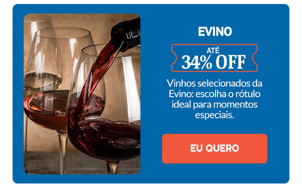 Evino: até 34% OFF