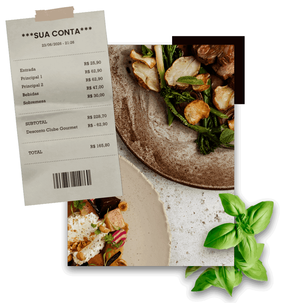 Conta de restaurante ao lado de prato