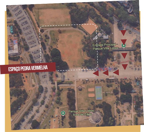 Mapa de localização do Espaço Pedra Vermelha no Parque Villa-Lobos